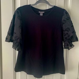 Black flutter sleeve top